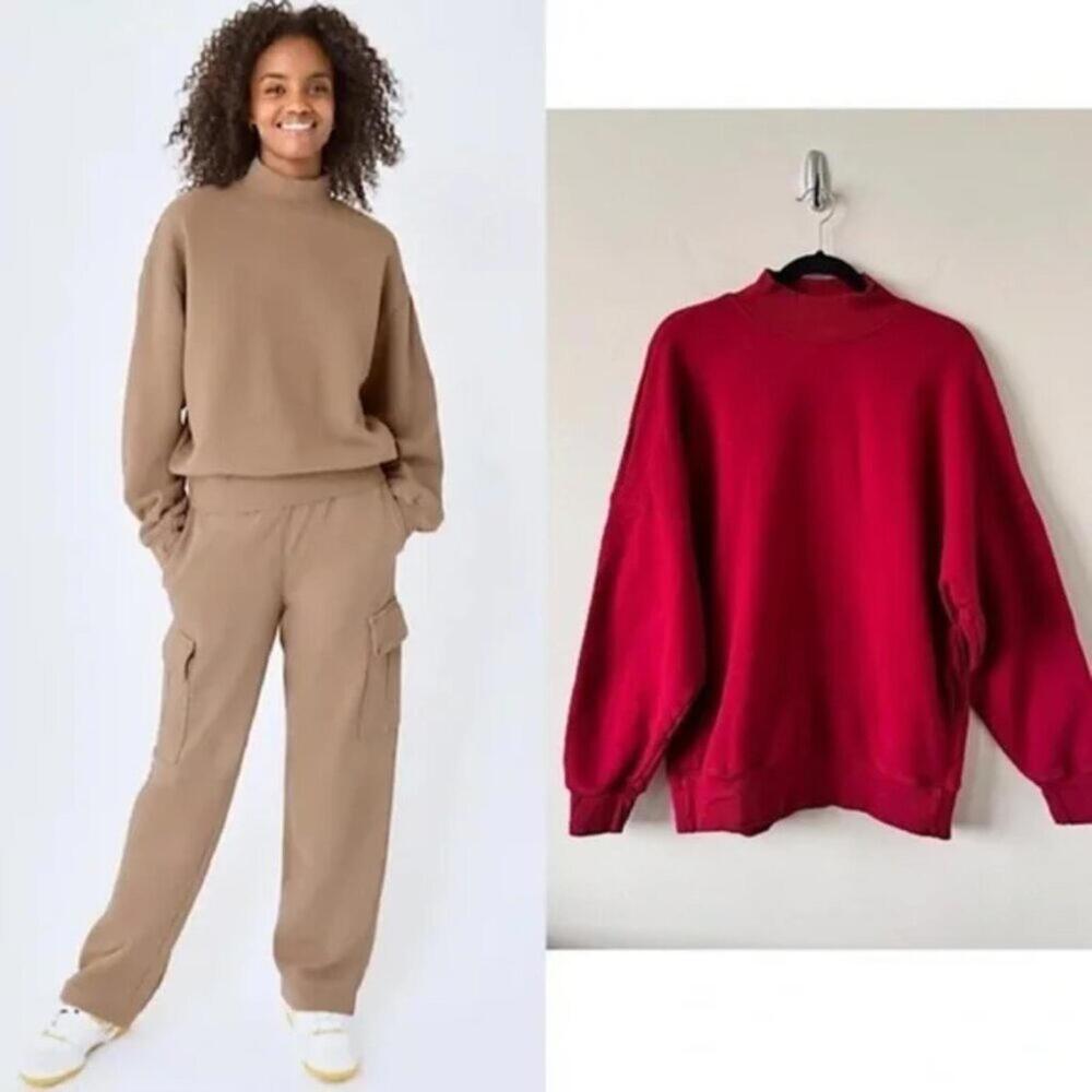 Aritzia TNA Cozy Sweatfleece Mockneck Sweatshirt - Brown